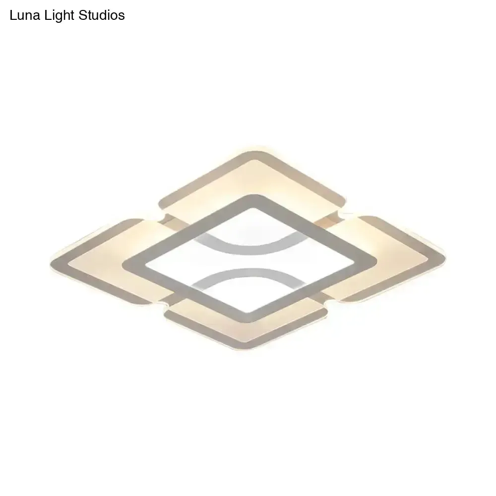 16.5" / 35.5" / 47" Modern LED Flush Light Fixture - White Square/Rectangle - Ultra-thin Close to Ceiling Light with Acrylic Shade