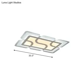 16.5" / 35.5" / 47" Modern LED Flush Light Fixture - White Square/Rectangle - Ultra-thin Close to Ceiling Light with Acrylic Shade