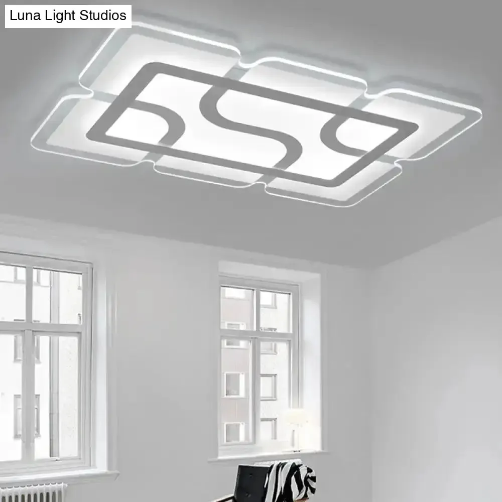 16.5" / 35.5" / 47" Modern LED Flush Light Fixture - White Square/Rectangle - Ultra-thin Close to Ceiling Light with Acrylic Shade