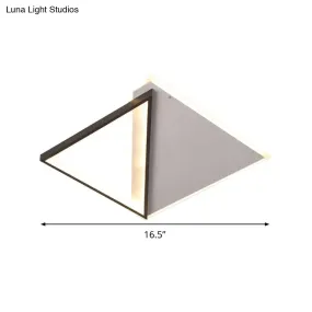 16.5"/20.5" LED Ceiling Flush Light Metallic Black and White Rhombus Indoor Lighting, Warm/White Light