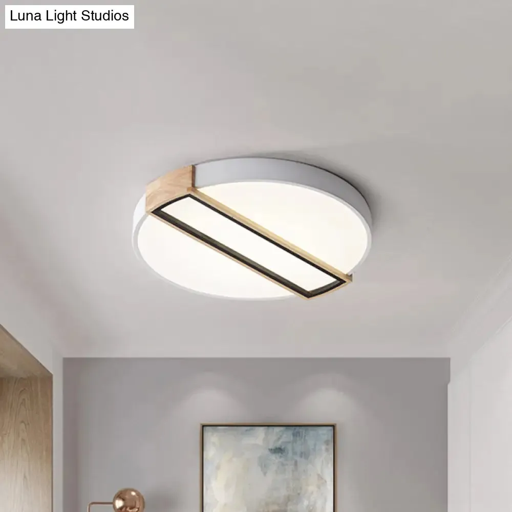 16"/19.5" Nordic LED Flushmount Ceiling Light - White/Grey/Green, Round, Acrylic Shade