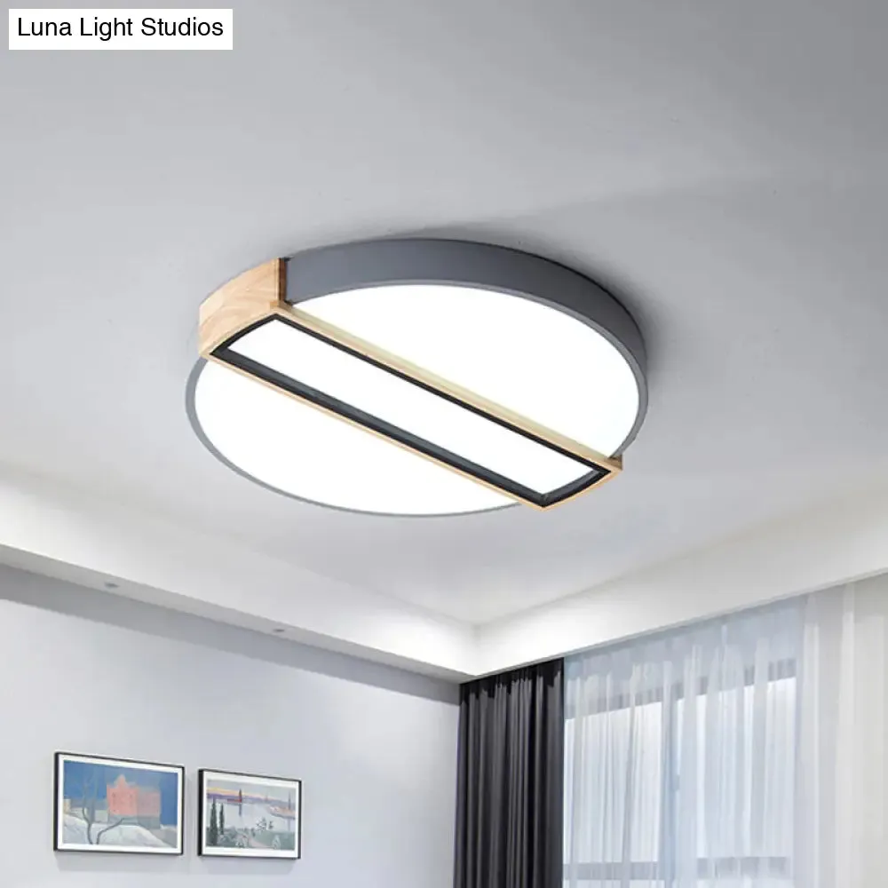 16"/19.5" Nordic LED Flushmount Ceiling Light - White/Grey/Green, Round, Acrylic Shade