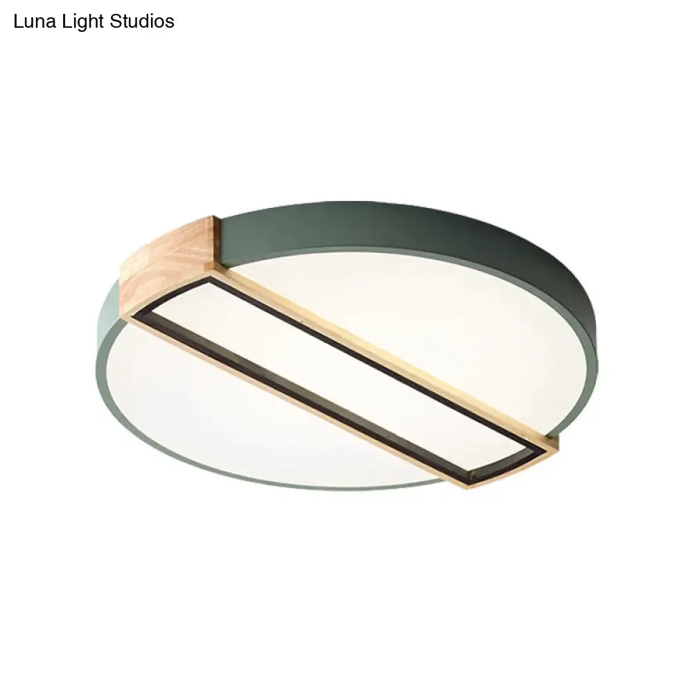 16"/19.5" Nordic LED Flushmount Ceiling Light - White/Grey/Green, Round, Acrylic Shade