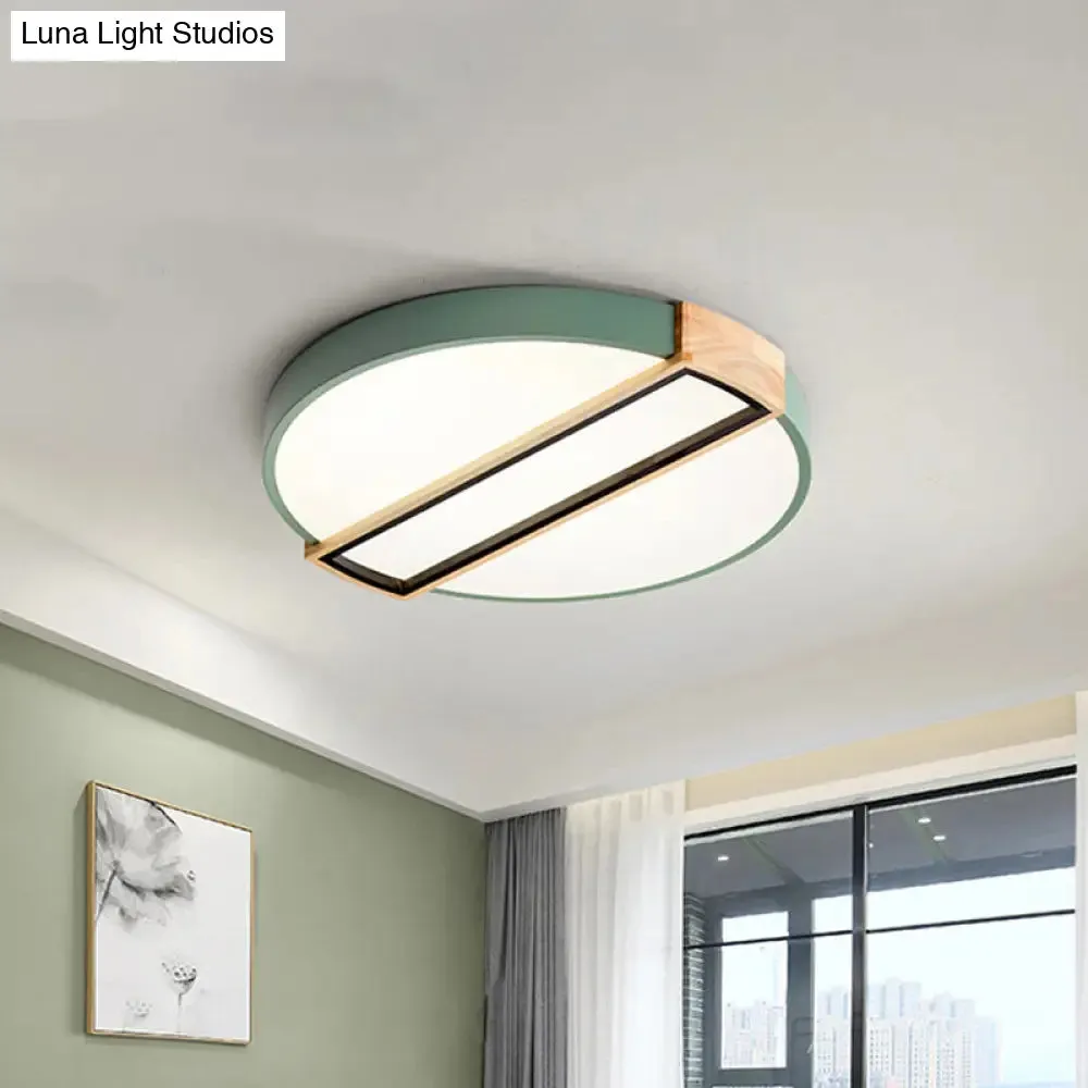 16"/19.5" Nordic LED Flushmount Ceiling Light - White/Grey/Green, Round, Acrylic Shade