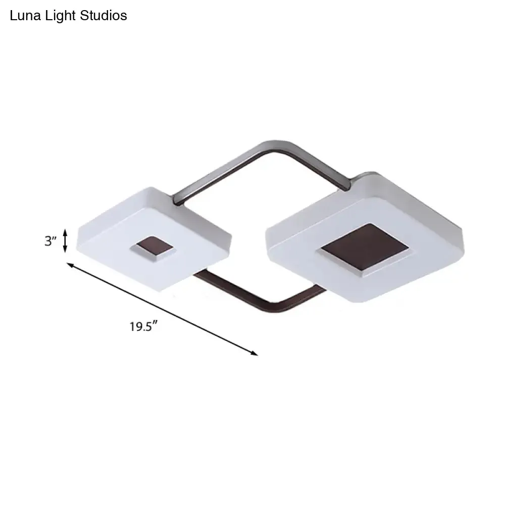 16"/19.5"/35.5" Coffee Square/Rectangular LED Flush Mount Lamp - White Light Acrylic Ceiling Light for Living Room