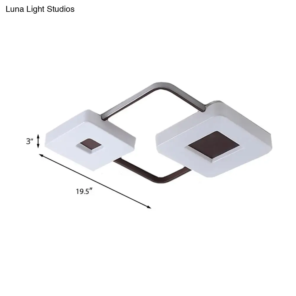 16"/19.5"/35.5" Coffee Square/Rectangular LED Flush Mount Lamp - White Light Acrylic Ceiling Light for Living Room