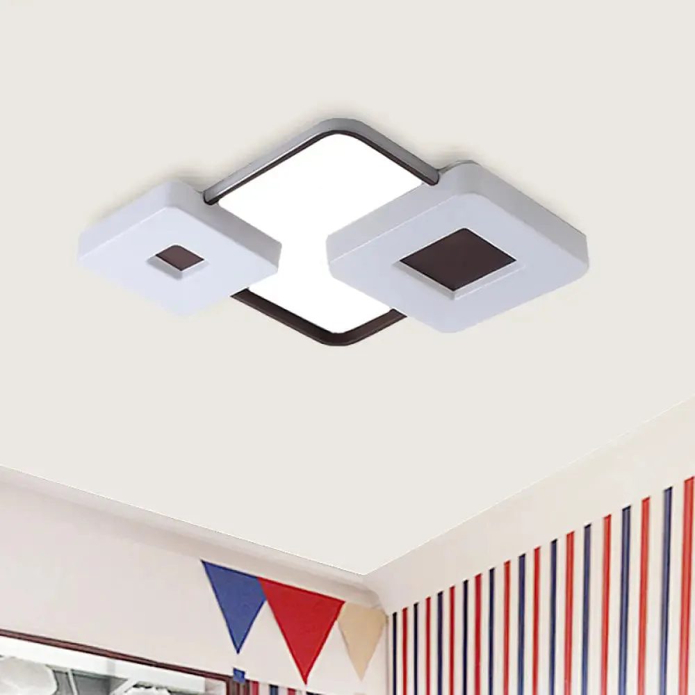 16"/19.5"/35.5" Coffee Square/Rectangular LED Flush Mount Lamp - White Light Acrylic Ceiling Light for Living Room