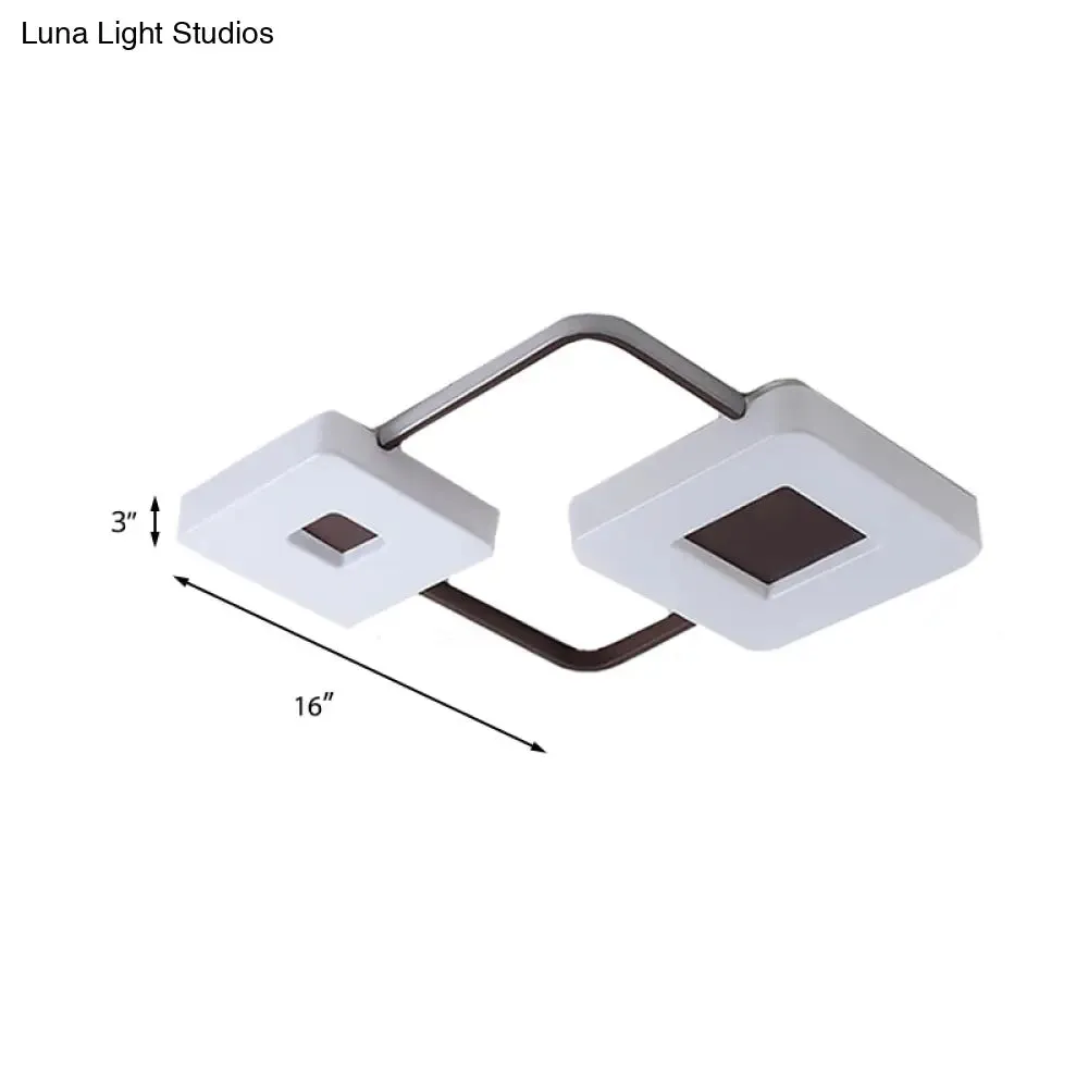 16"/19.5"/35.5" Coffee Square/Rectangular LED Flush Mount Lamp - White Light Acrylic Ceiling Light for Living Room
