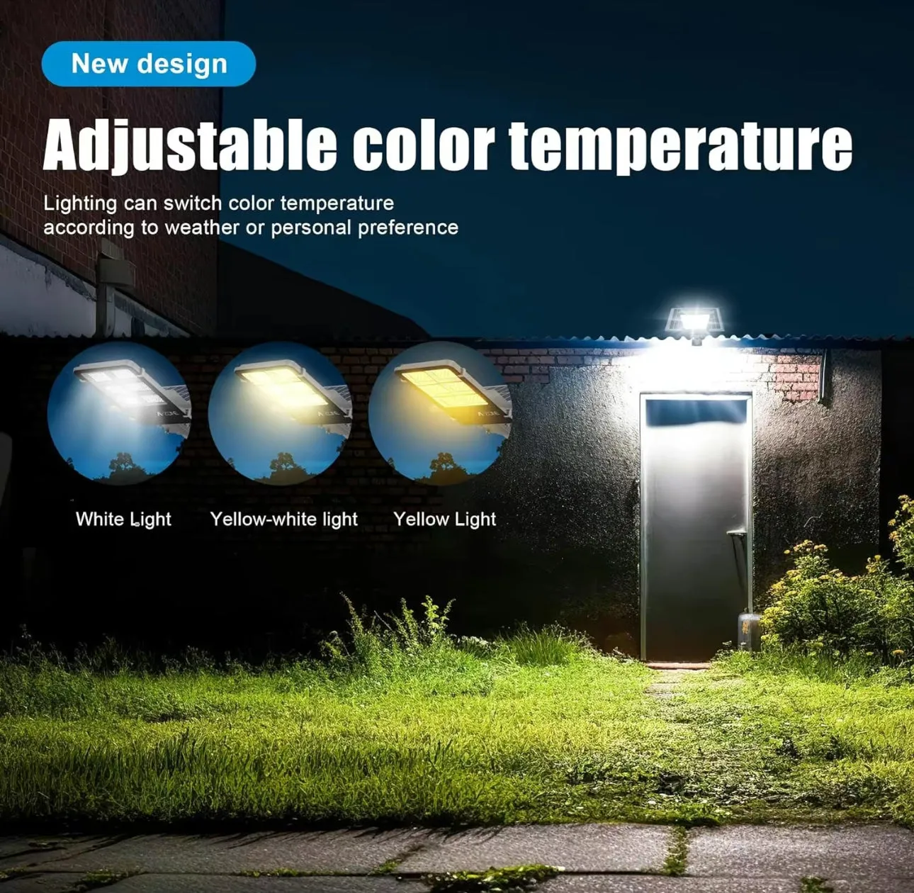 1800W Tri-Color Solar Street Lights Outdoor - Multi-Color
Adjustable Lighting - 7000K LED Street Light with Remote Control - Ideal for Parking Lot, Yard, Plaza - solar parking lot lights
