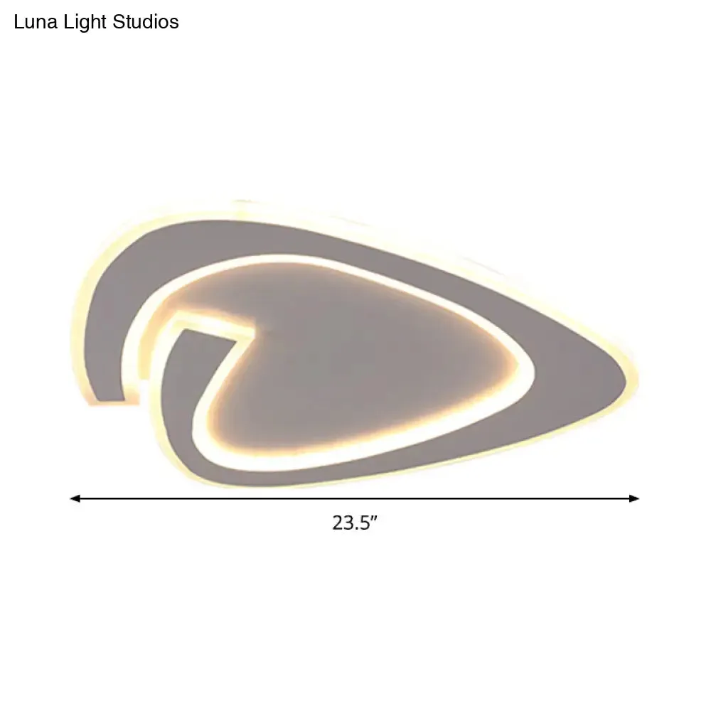 19.5"/23.5" Triangle Acrylic Ceiling Lamp - Minimalist LED Flush Lighting in Warm/White Light - Grey
