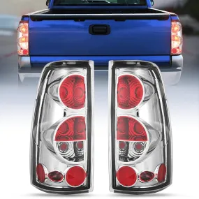 1999-2007 Chevy Silverado 1999-2002 GMC Sierra Tail light Assembly Rear Lamp Classic Body OE Style Chrome Housing Clear Lens