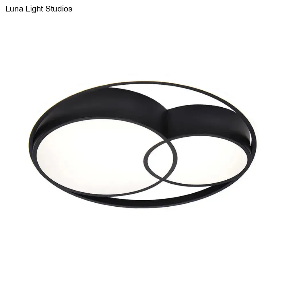 2-Drum Nordic Style Black LED Flush Mount Ceiling Light Fixture with Acrylic Panels in Warm/White/3 Color Options