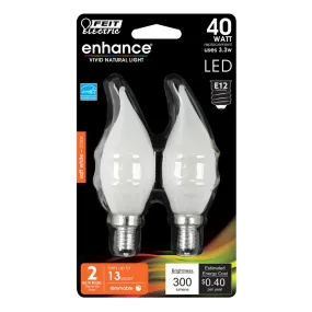 2-Pack 40W Flame Tip Frost Enhance LED Light Bulbs BPCFF409