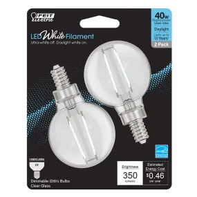 2-Pack 40W LED White Filament Globe Light Bulbs BPG16409