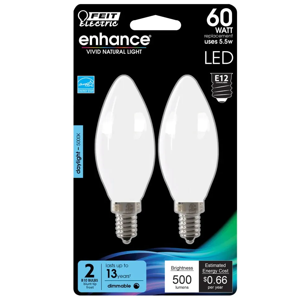 2-Pack 60W Torpedo Tip Frost Enhance LED Light Bulbs BPCTF609
