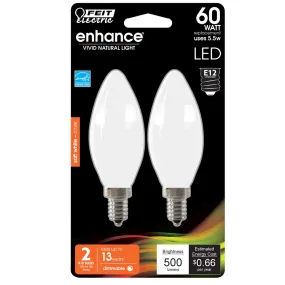 2-Pack 60W Torpedo Tip Frost Enhance LED Light Bulbs BPCTF609