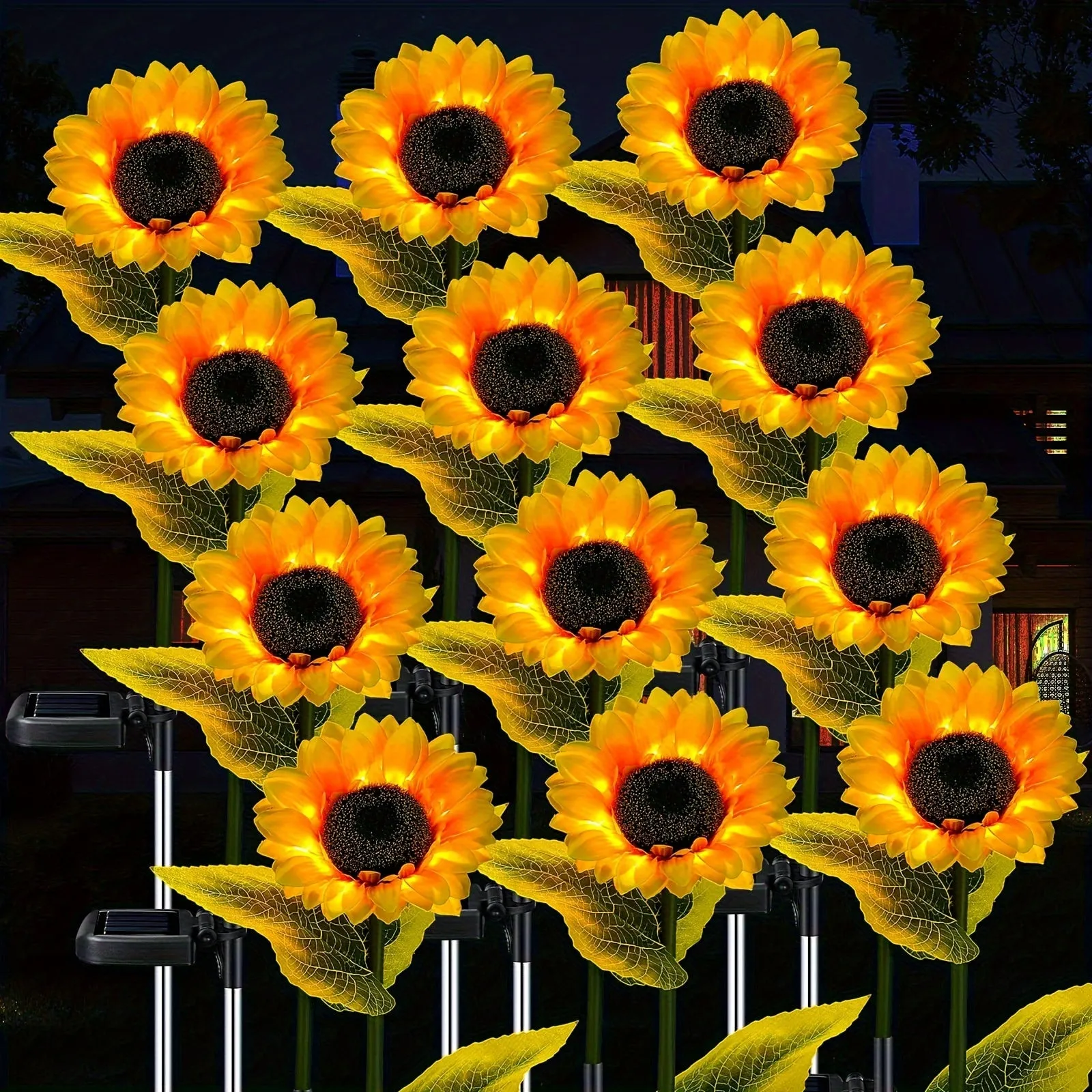 2 Pack Sunflower Solar Lights Outdoor Decor, With 3 LED Sunflower Yellow Flower Lights, Decorative For Patio Lawn Garden Yard Pathway Decoration