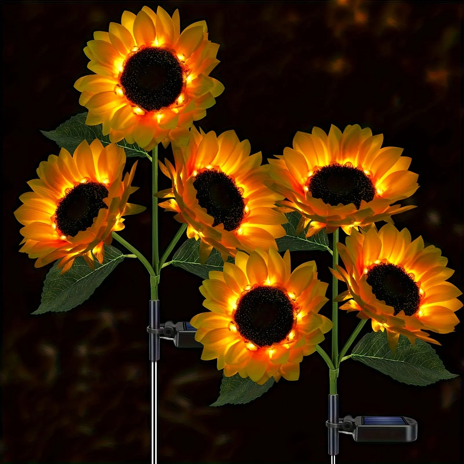 2 Pack Sunflower Solar Lights Outdoor Decor, With 3 LED Sunflower Yellow Flower Lights, Decorative For Patio Lawn Garden Yard Pathway Decoration