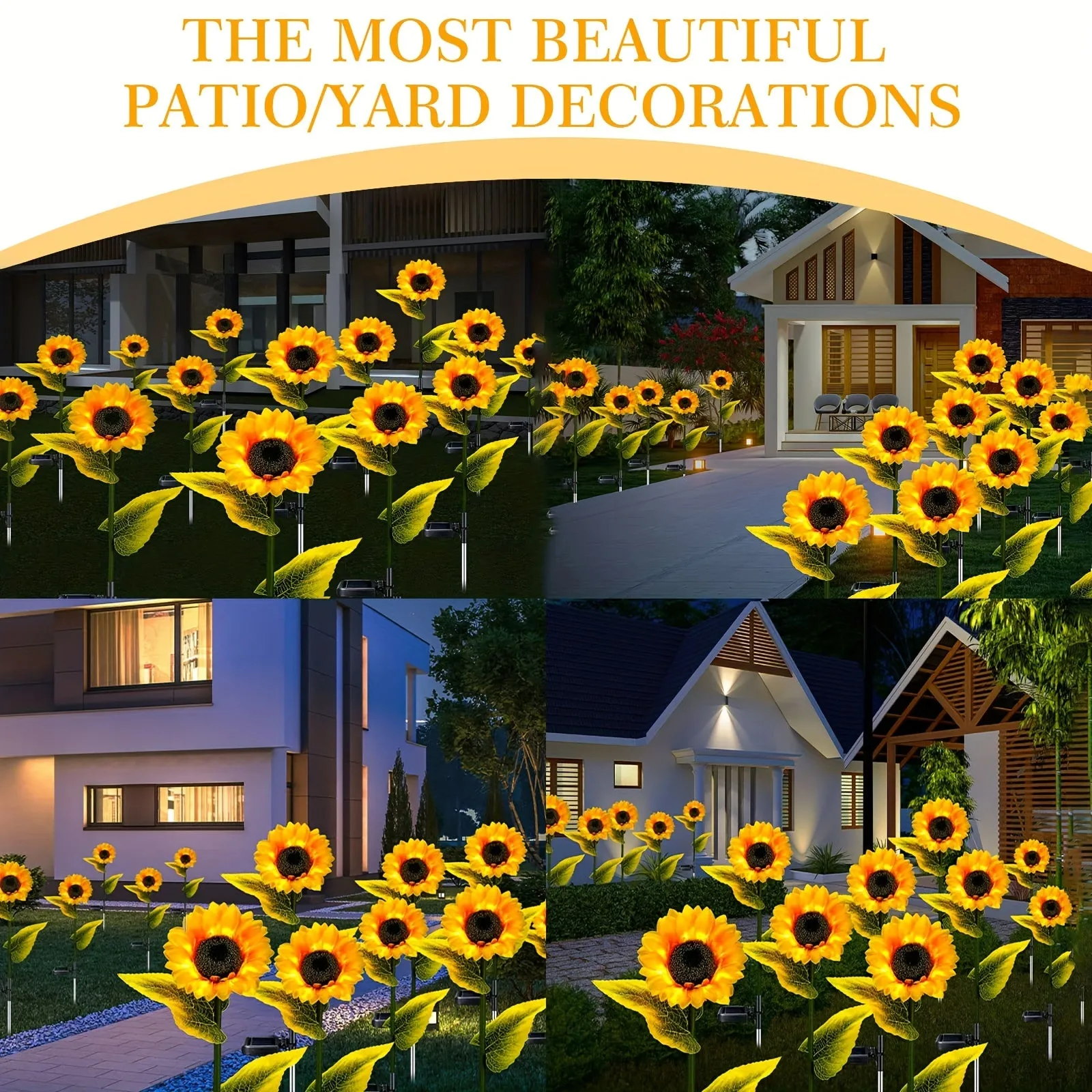 2 Pack Sunflower Solar Lights Outdoor Decor, With 3 LED Sunflower Yellow Flower Lights, Decorative For Patio Lawn Garden Yard Pathway Decoration