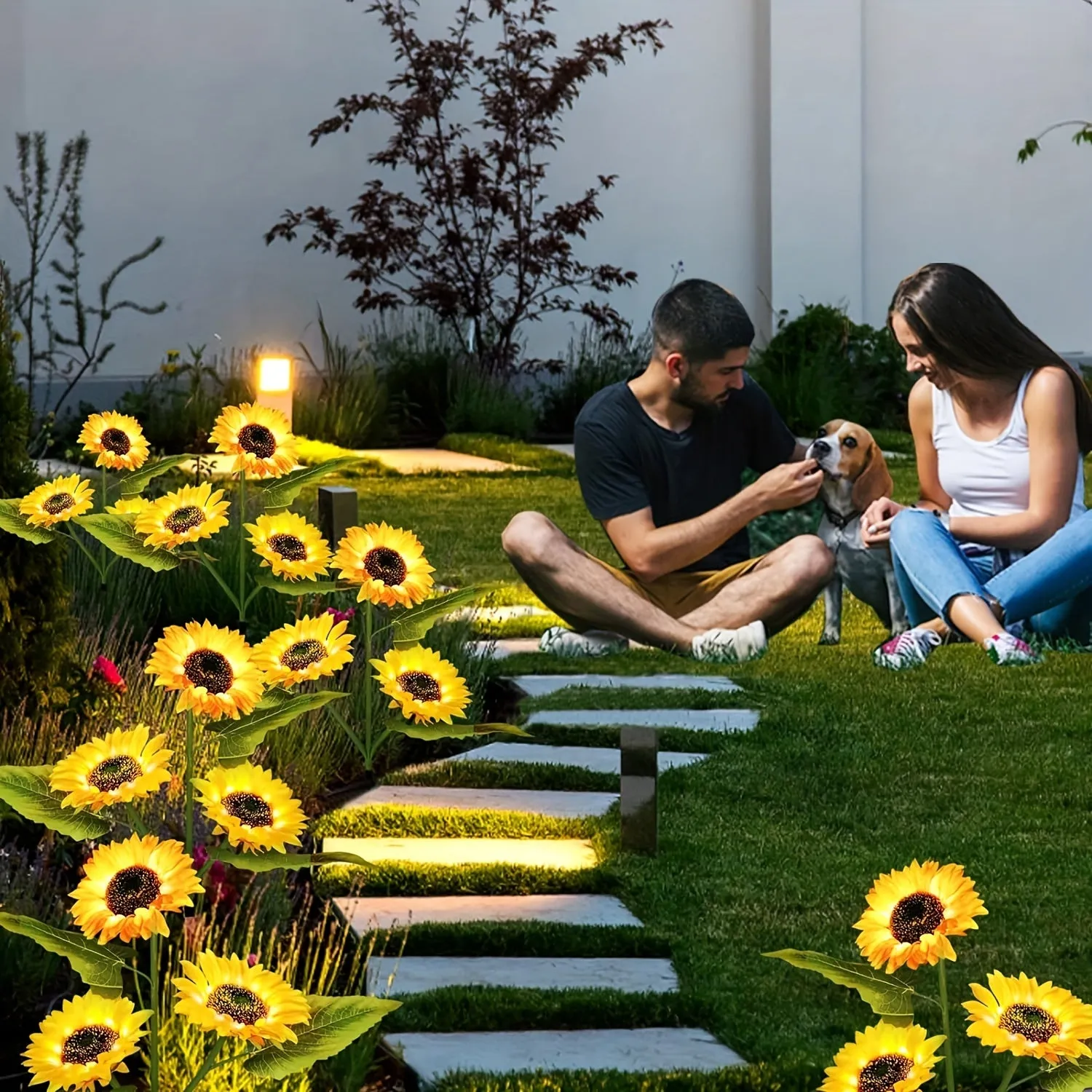 2 Pack Sunflower Solar Lights Outdoor Decor, With 3 LED Sunflower Yellow Flower Lights, Decorative For Patio Lawn Garden Yard Pathway Decoration