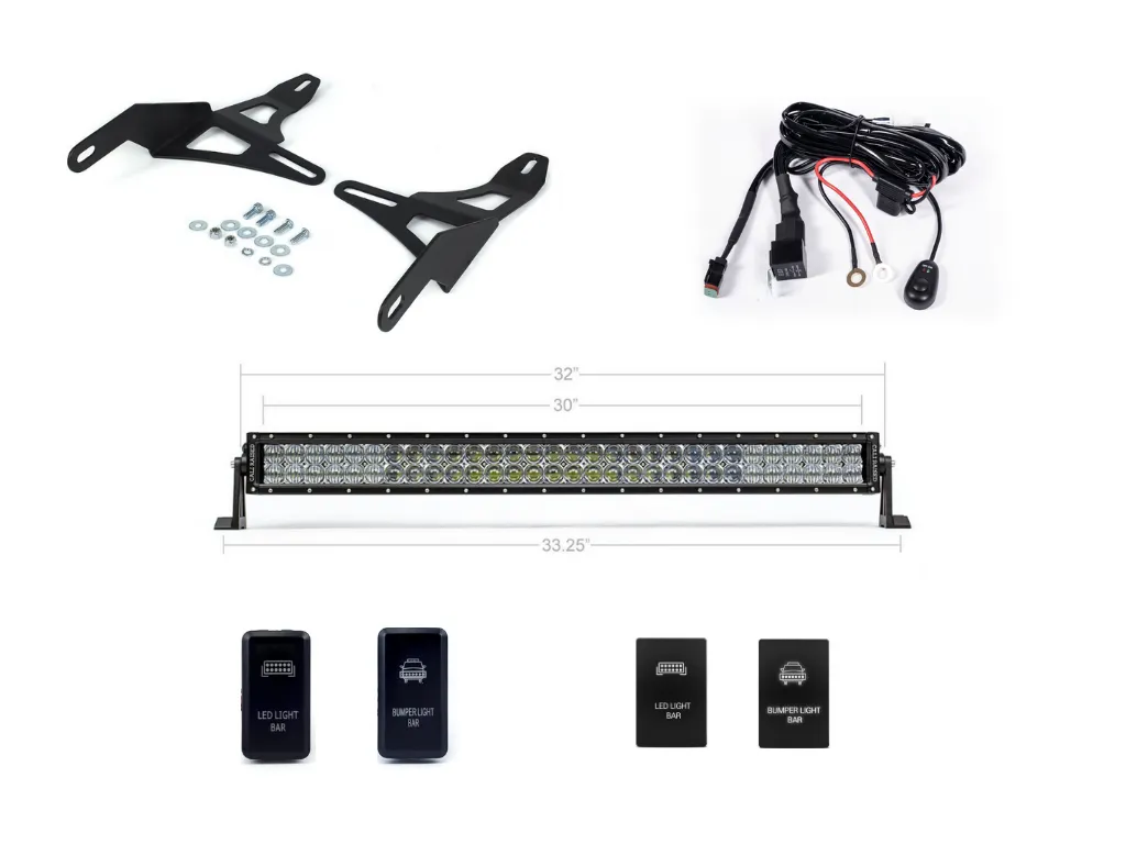 2016-2023 TOYOTA TACOMA 32" LOWER BUMPER HIDDEN LED LIGHT BAR KIT BY CALI RAISED LED