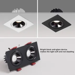 2021 dimmable anti-glare LED recessed downlight 5W 7W 12W ceiling spotlight AC 110V/220V angle adjustable square spotlight