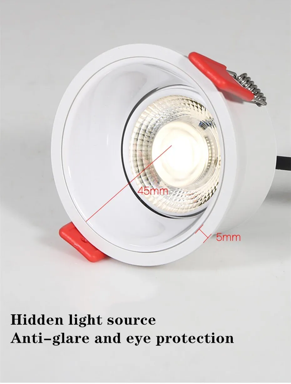2021 NEW No Glare LED Downlight 220V 110V led Bulb 7W 15W 18W Cob Spot light led Recessed Ceiling Downlight Warm/Natural White