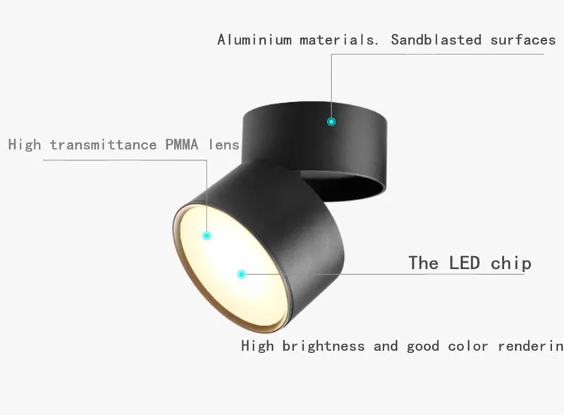 2021 New Style Anti-glare Dimmable Surface Mounted Rotating LED Downlight 20W 15W 10W Epistar Spot Light Ceiling Lamp AC90-260V