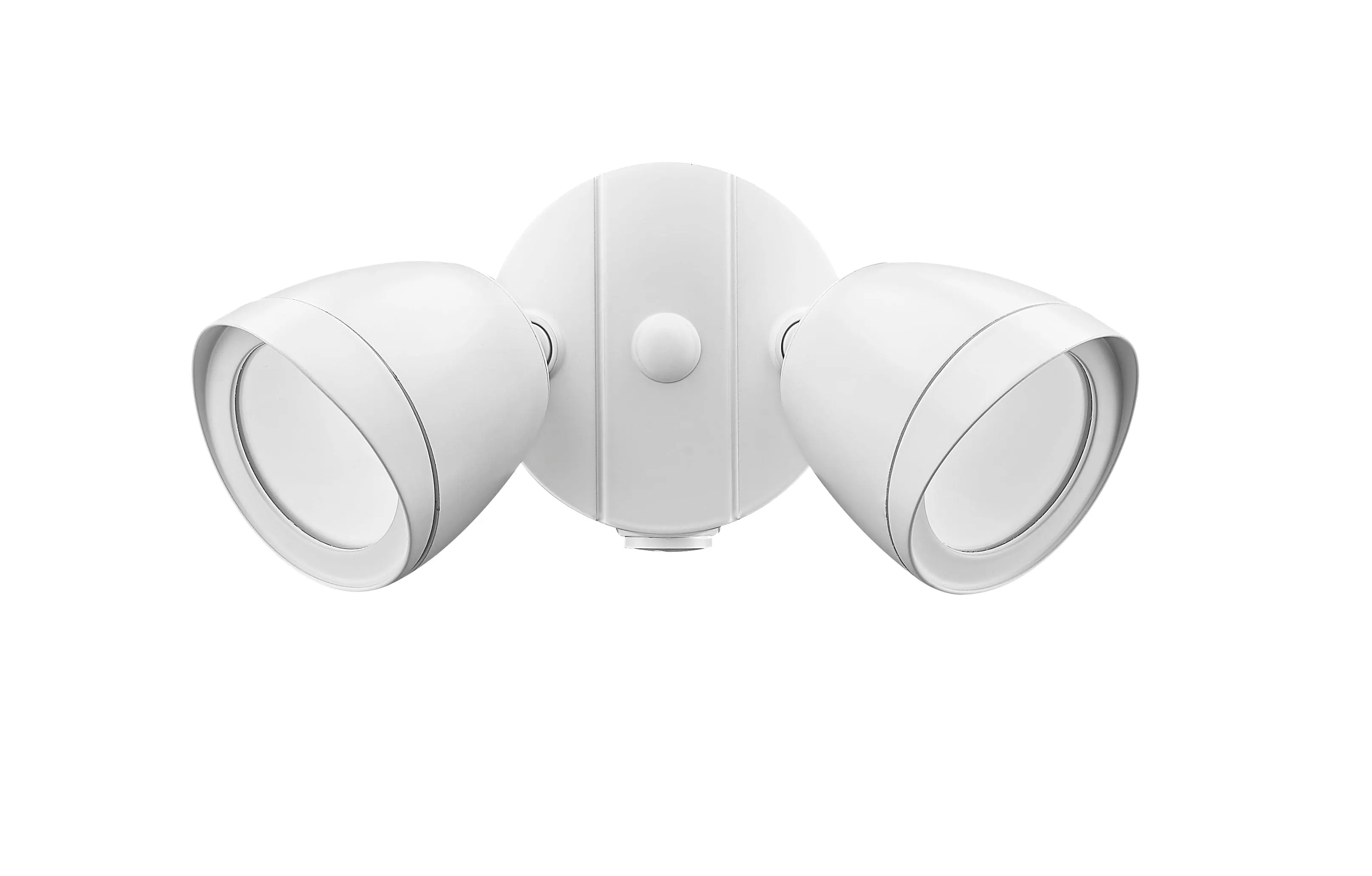 20W Outdoor Dual-Head LED Flood Light - Matte White - 1,400 Lm - 5.4in Extension - 3000K Warm White
