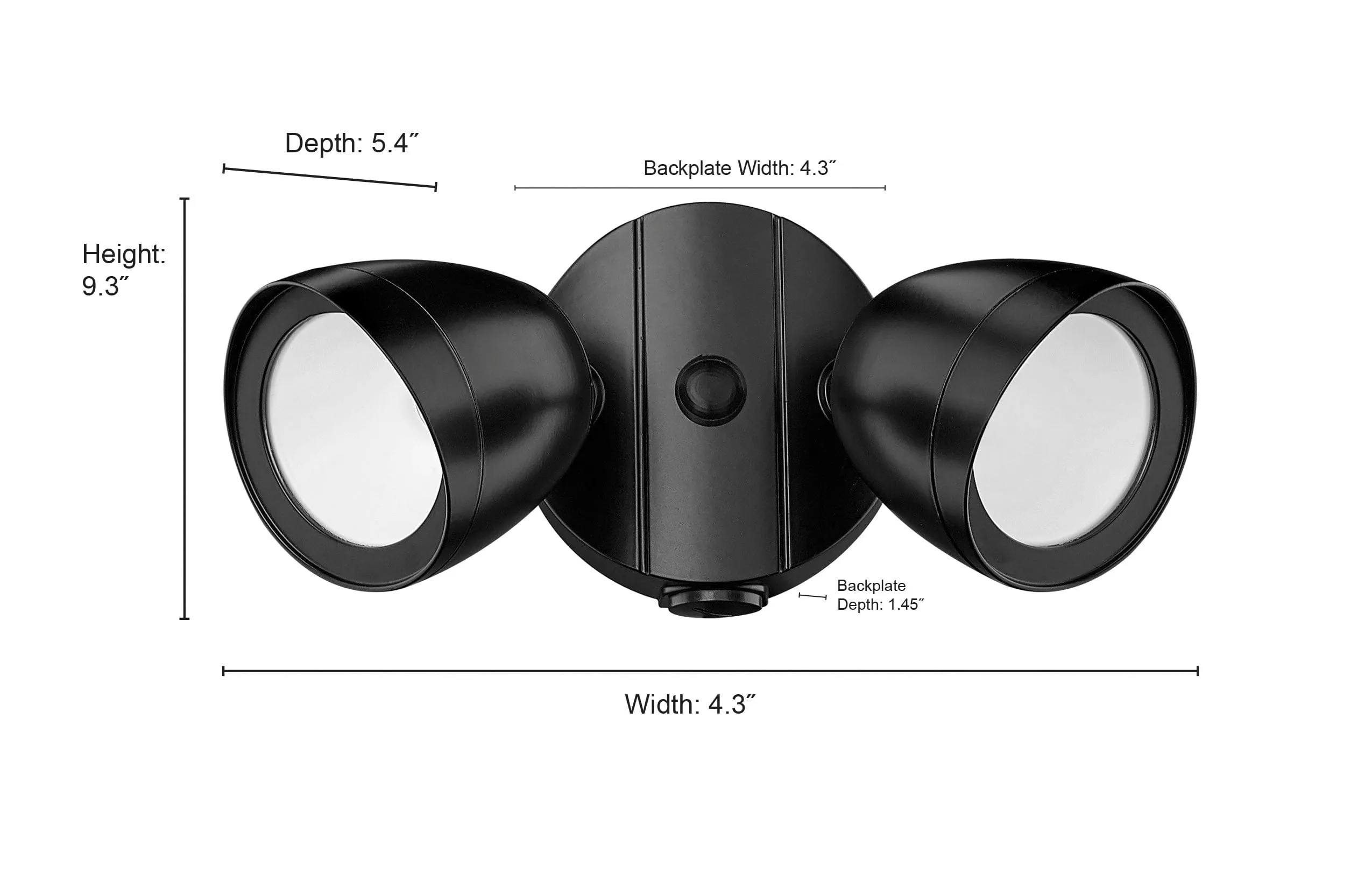 20W Outdoor Dual-Head LED Flood Light - Matte White - 1,400 Lm - 5.4in Extension - 3000K Warm White