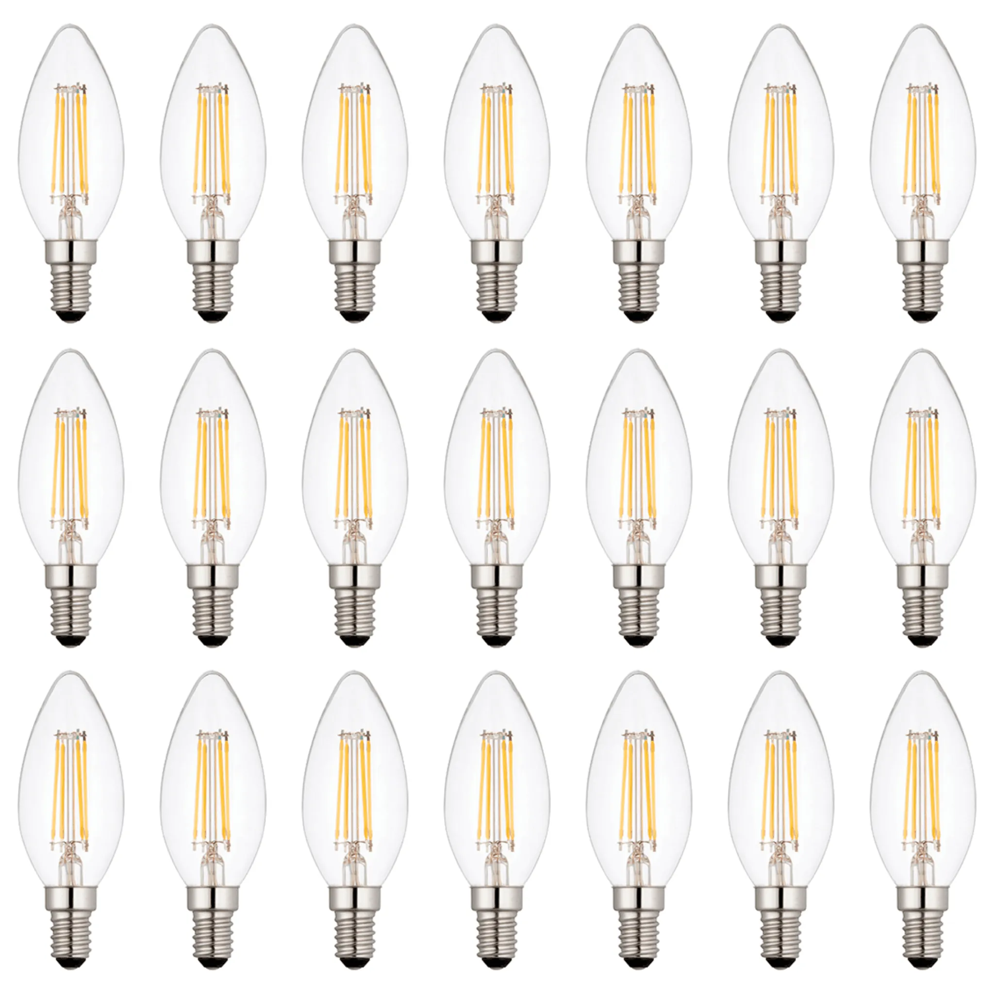 21 x E14 LED Dimmable Candle Filament Bulbs 4W (25W Equivalent)
