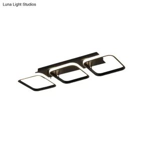 21.5"/31"/41" L Square Semi Flush Acrylic Lamp, Black/Gold, LED Ceiling Mount, Warm/White Light