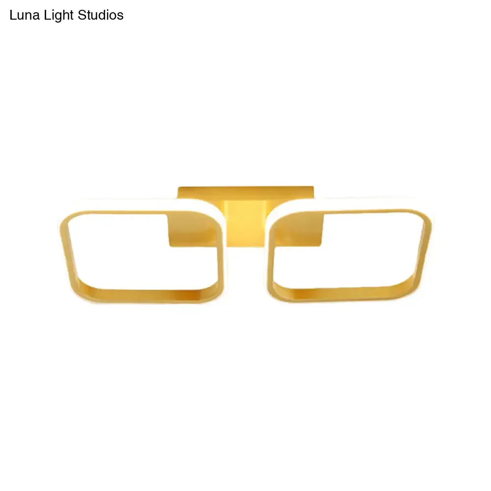 21.5"/31"/41" L Square Semi Flush Acrylic Lamp, Black/Gold, LED Ceiling Mount, Warm/White Light