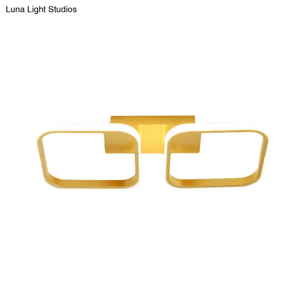 21.5"/31"/41" L Square Semi Flush Acrylic Lamp, Black/Gold, LED Ceiling Mount, Warm/White Light
