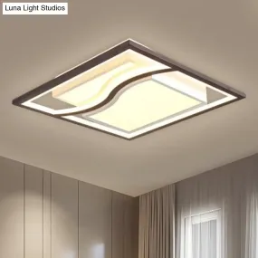 21" Modern Square Flush Mount LED Ceiling Light in Black - Warm/White Light
