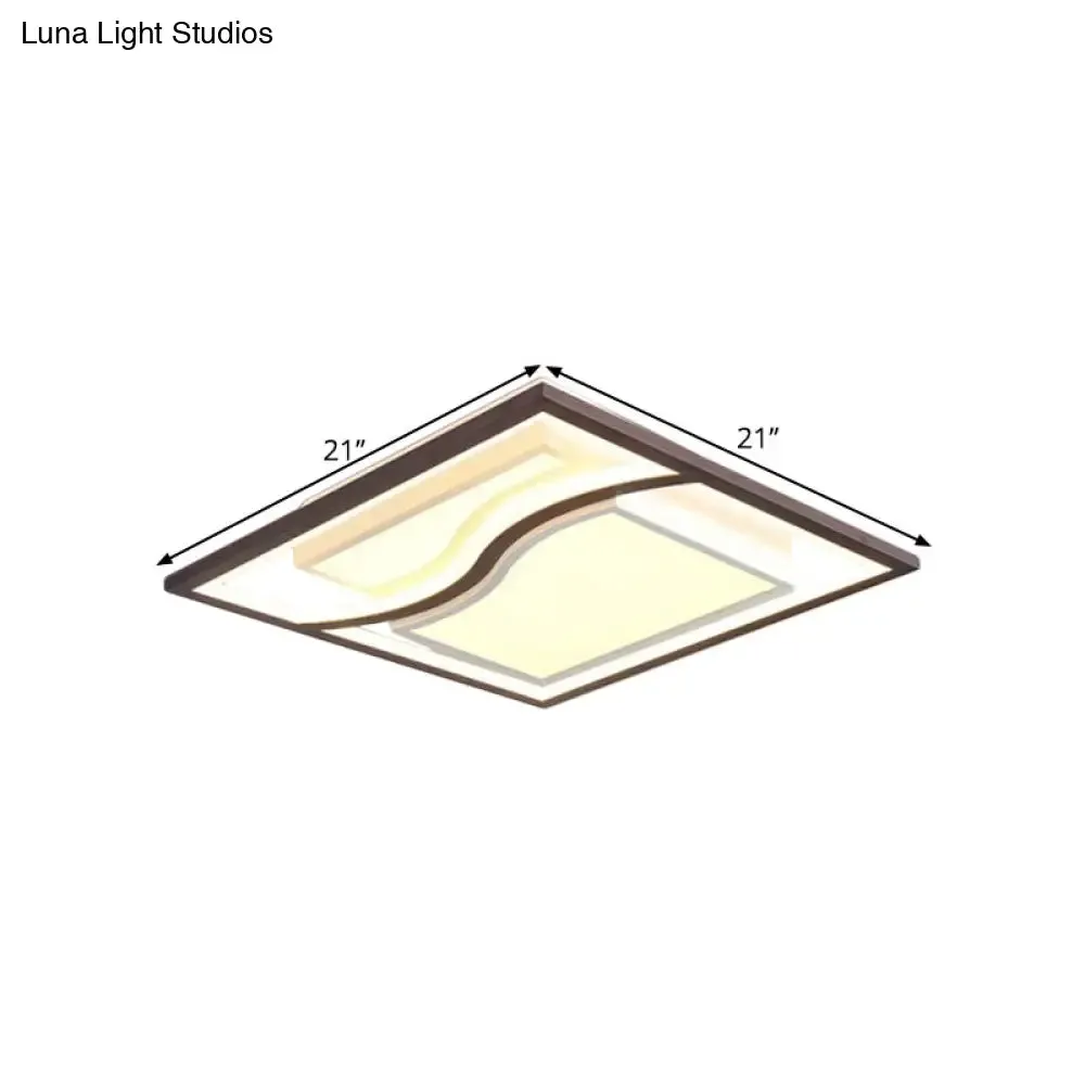 21" Modern Square Flush Mount LED Ceiling Light in Black - Warm/White Light