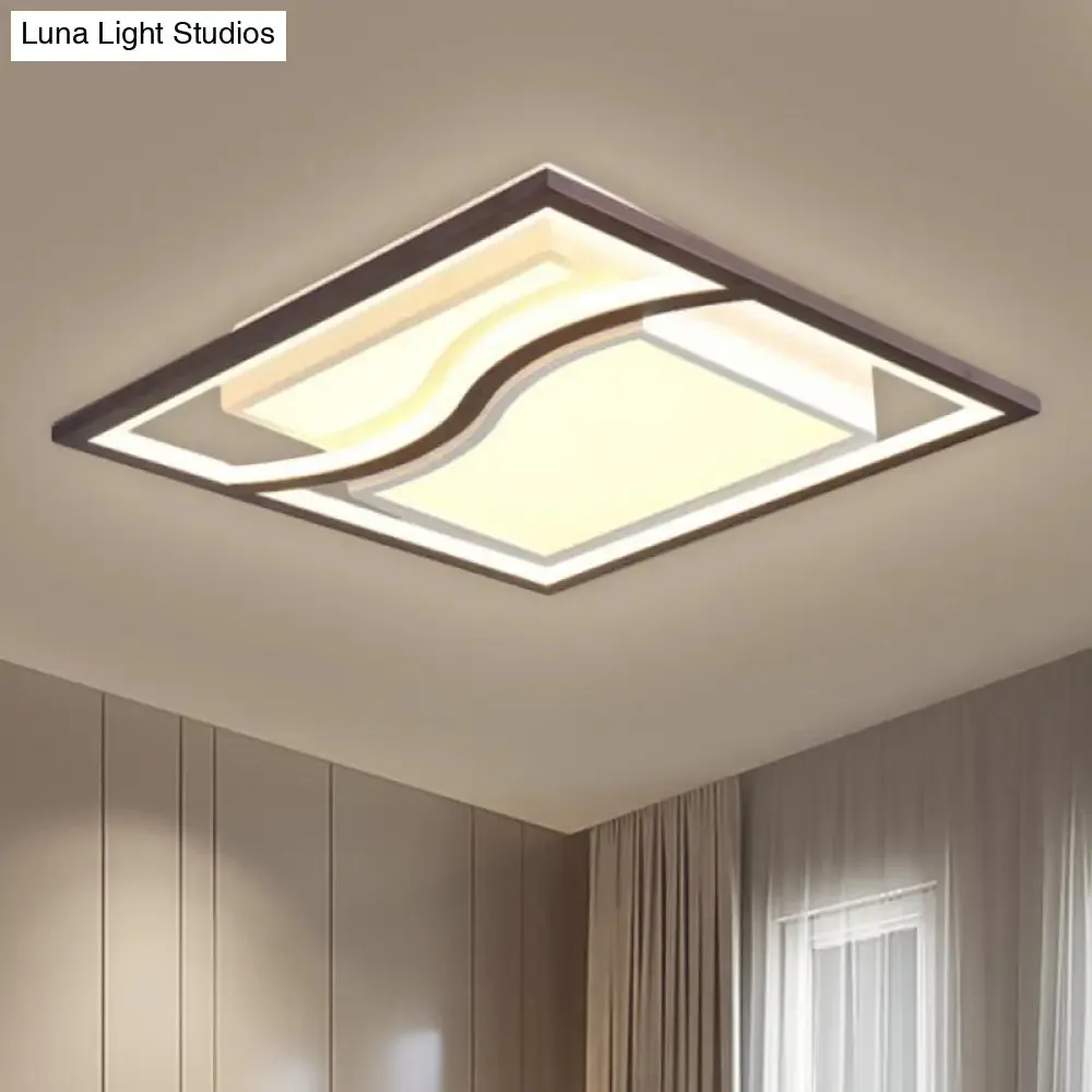 21" Modern Square Flush Mount LED Ceiling Light in Black - Warm/White Light