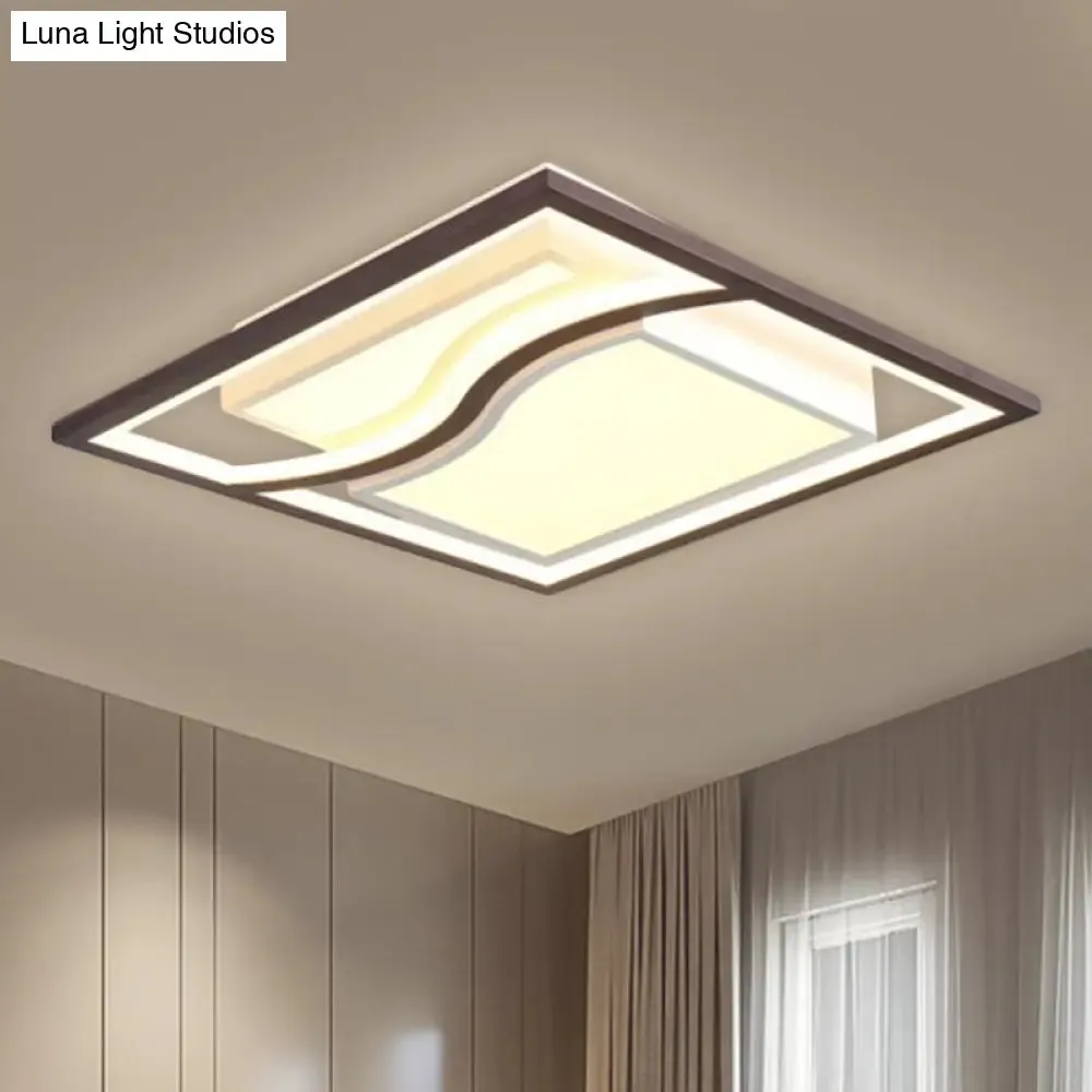 21" Modern Square Flush Mount LED Ceiling Light in Black - Warm/White Light