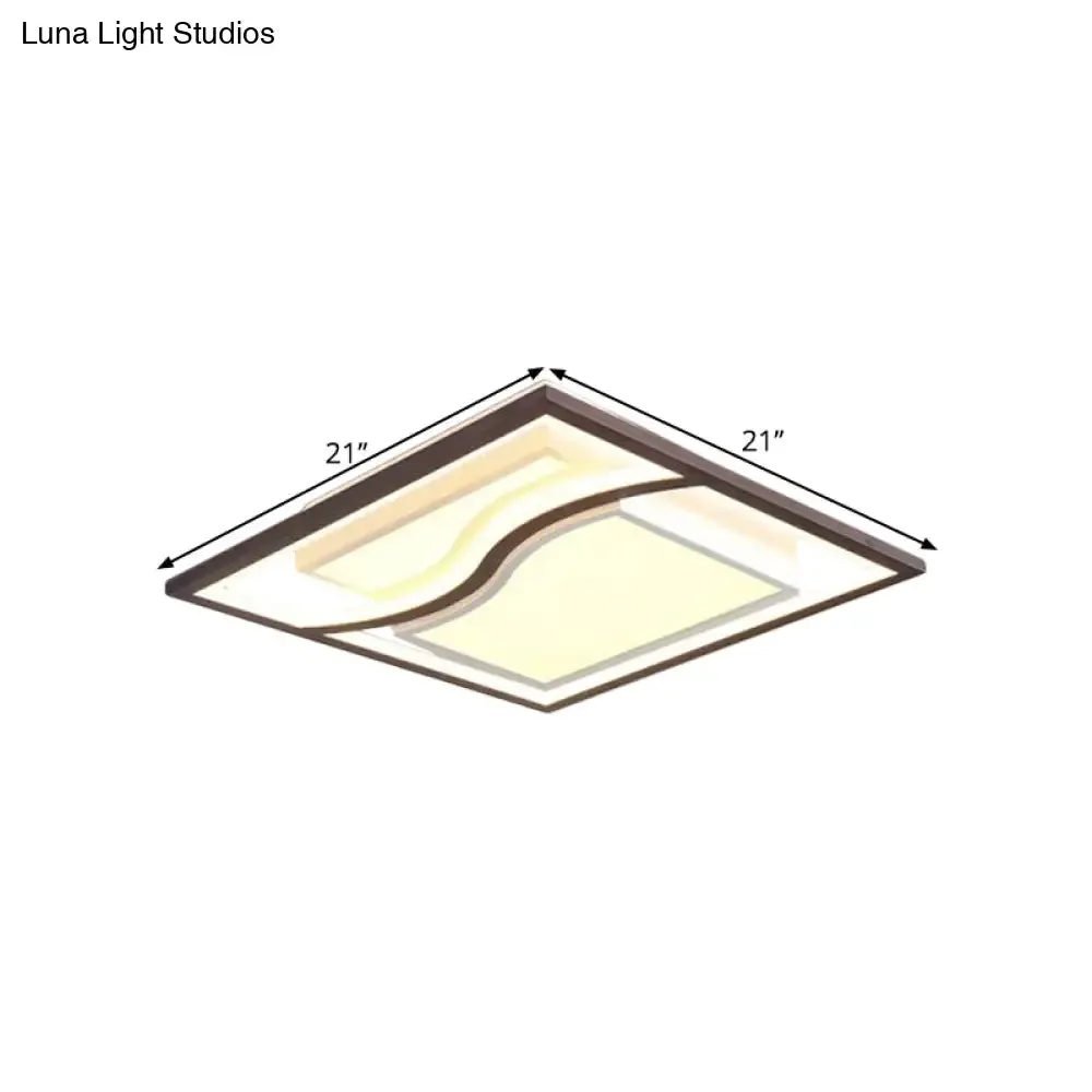 21" Modern Square Flush Mount LED Ceiling Light in Black - Warm/White Light