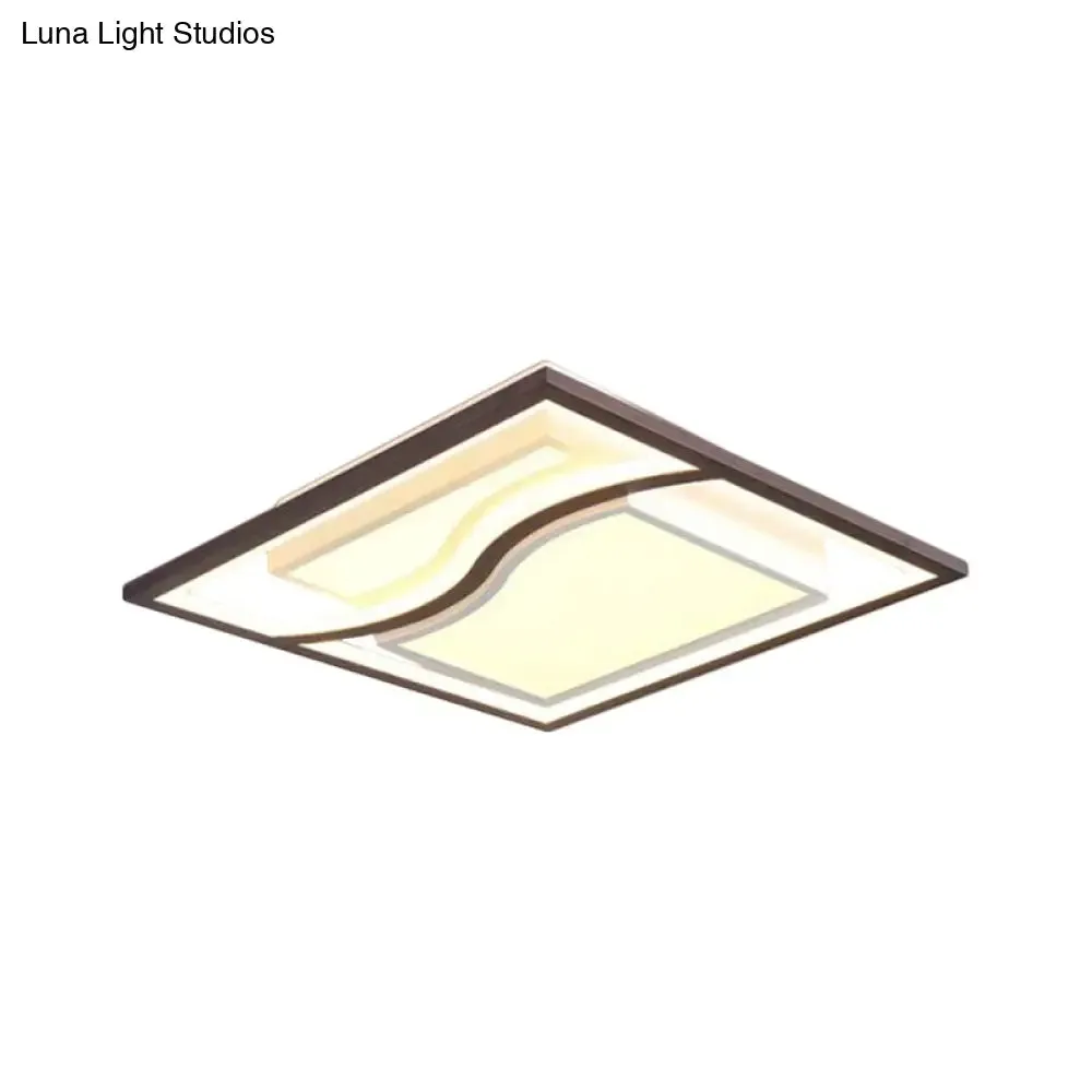 21" Modern Square Flush Mount LED Ceiling Light in Black - Warm/White Light