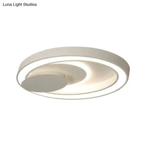 23-34.5" W White Oval LED Flush Ceiling Light for Bedroom - Simplicity Style, Warm/White