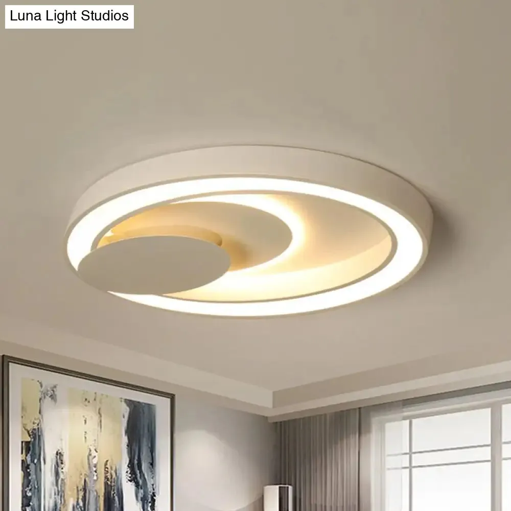 23-34.5" W White Oval LED Flush Ceiling Light for Bedroom - Simplicity Style, Warm/White