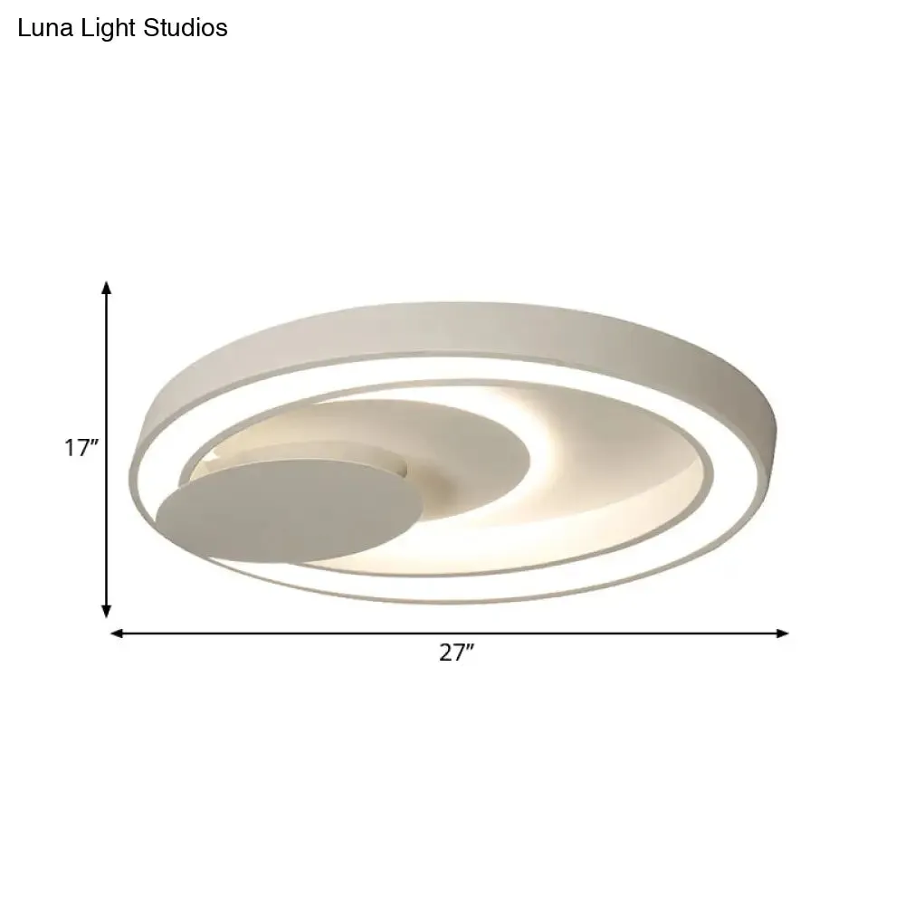 23-34.5" W White Oval LED Flush Ceiling Light for Bedroom - Simplicity Style, Warm/White