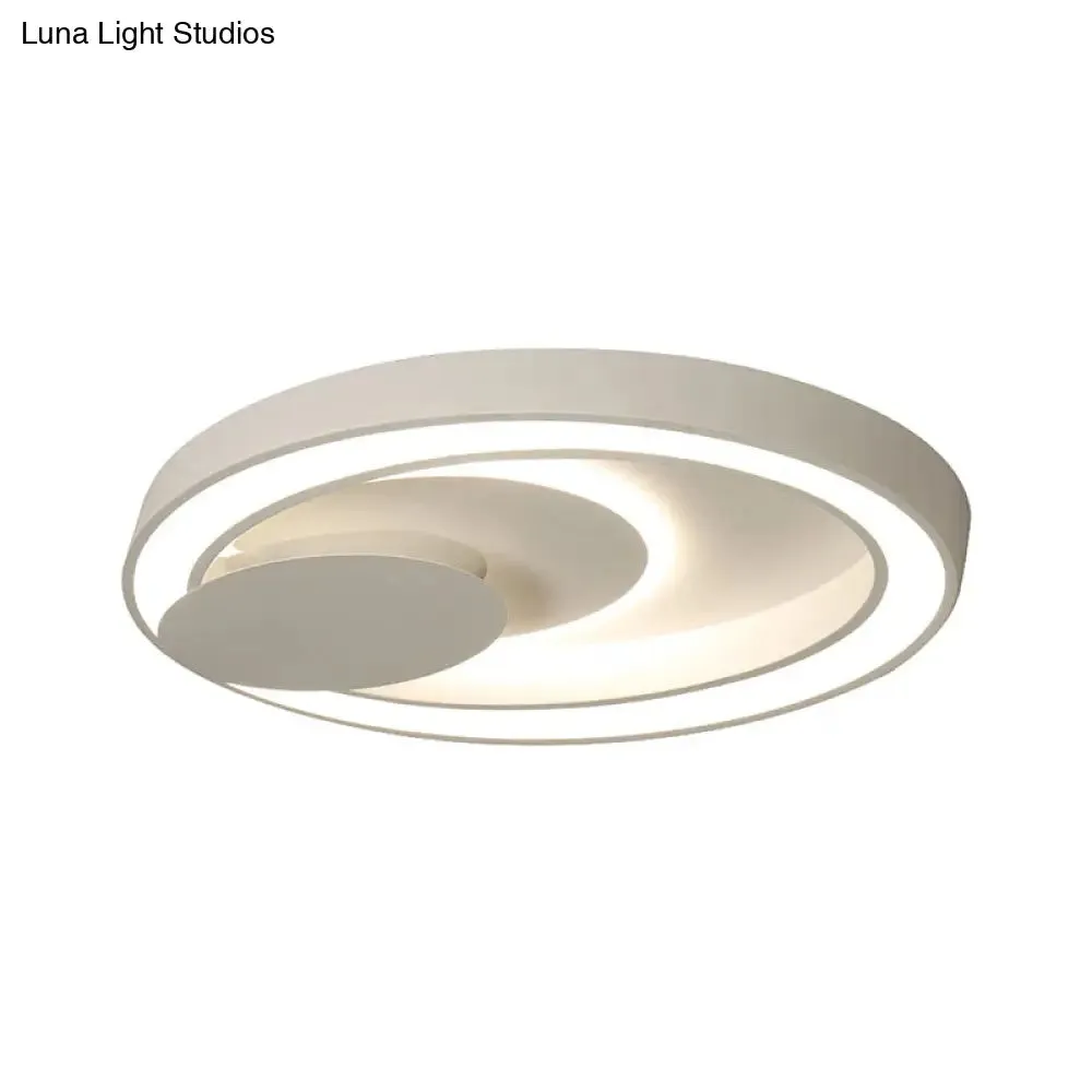 23-34.5" W White Oval LED Flush Ceiling Light for Bedroom - Simplicity Style, Warm/White