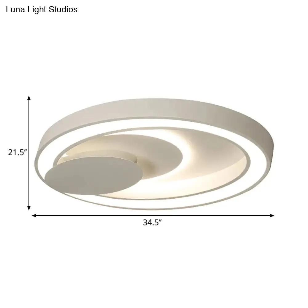 23-34.5" W White Oval LED Flush Ceiling Light for Bedroom - Simplicity Style, Warm/White