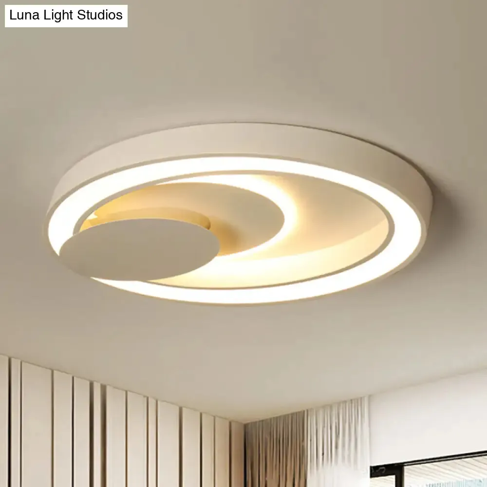 23-34.5" W White Oval LED Flush Ceiling Light for Bedroom - Simplicity Style, Warm/White