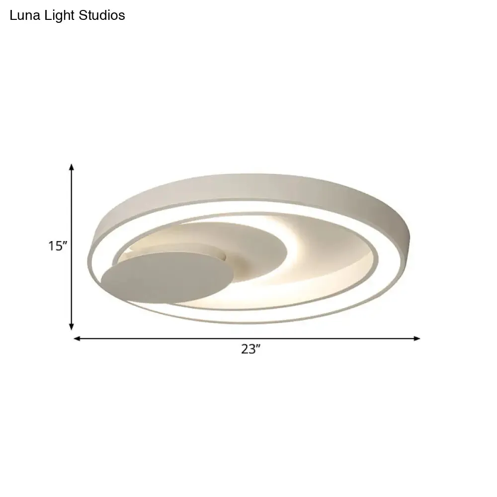 23-34.5" W White Oval LED Flush Ceiling Light for Bedroom - Simplicity Style, Warm/White