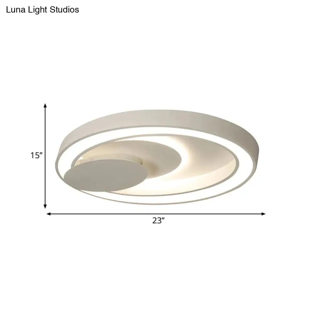 23-34.5" W White Oval LED Flush Ceiling Light for Bedroom - Simplicity Style, Warm/White