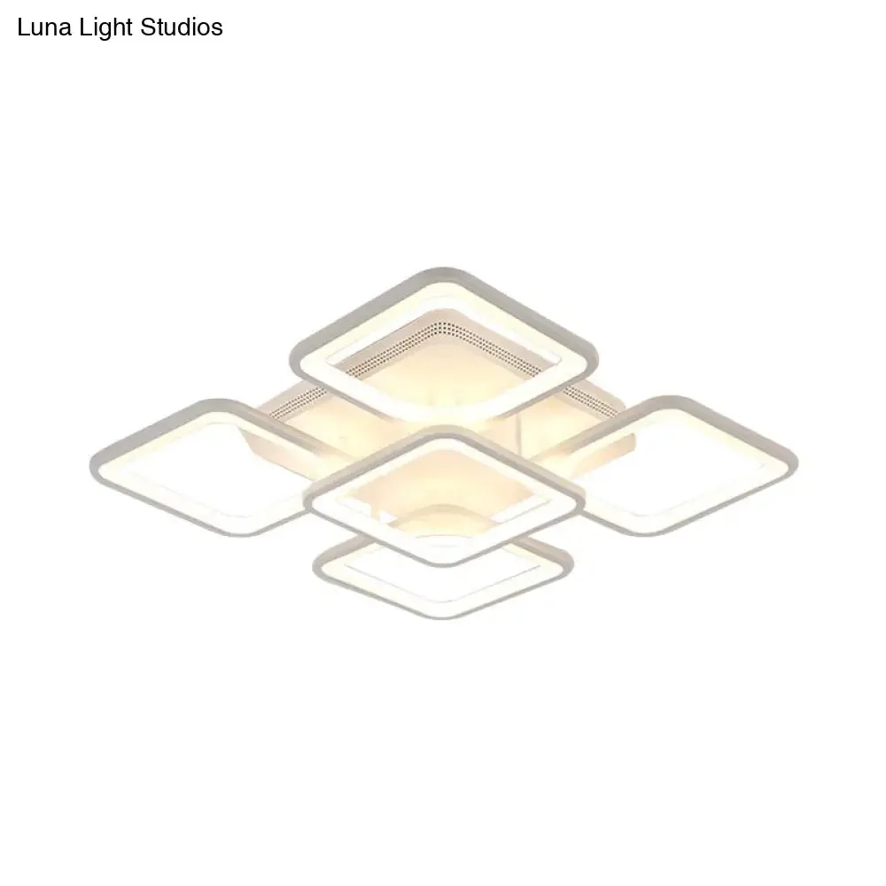 23.5"/27" LED Bedroom Ceiling Light Semi Flush Mount Fixture with Acrylic Shade in Warm/White Light