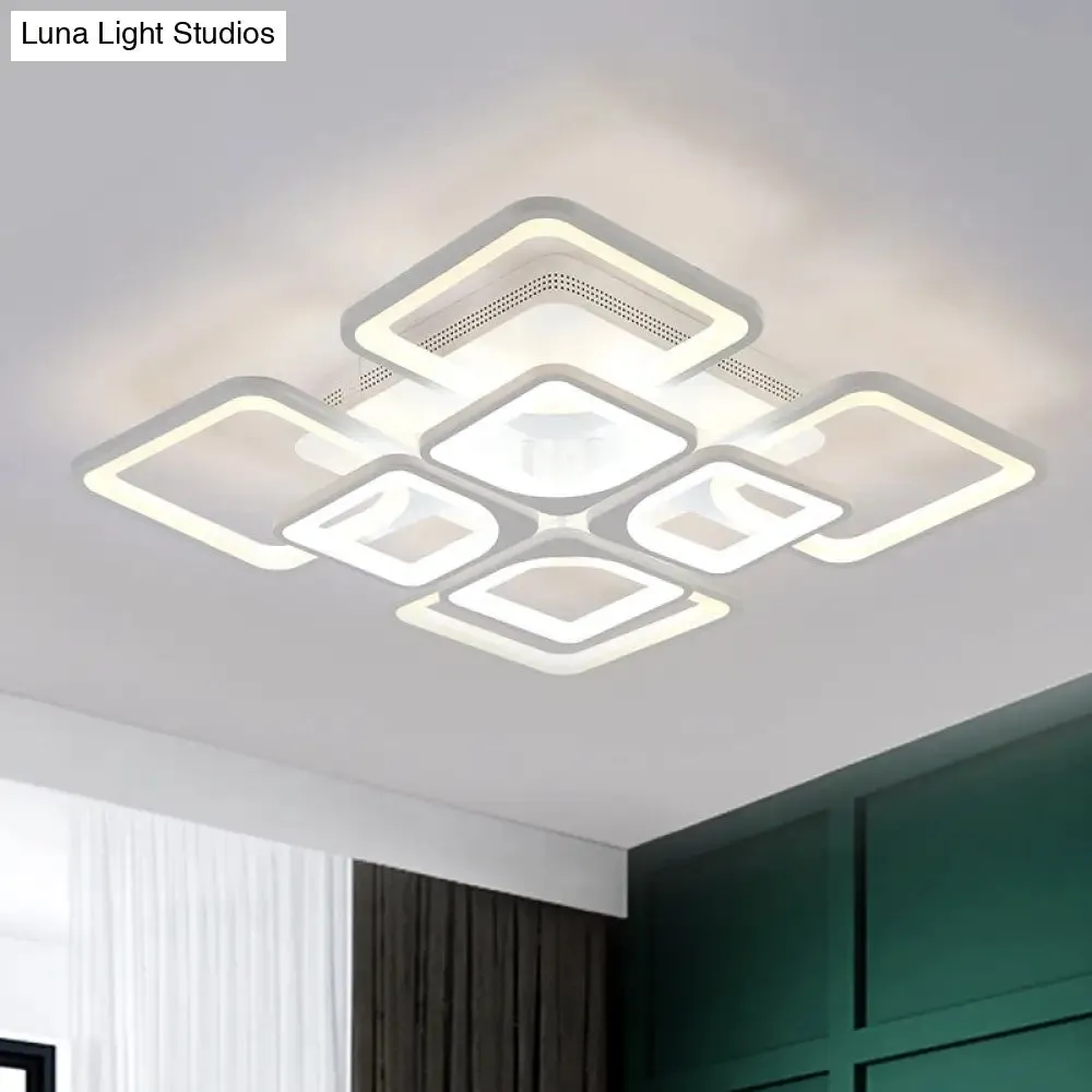 23.5"/27" LED Bedroom Ceiling Light Semi Flush Mount Fixture with Acrylic Shade in Warm/White Light